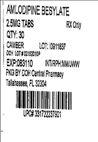 Amlodipine Besylate Tablets 2.5mg Bottles (Amlodipine 2.5mg(camber))